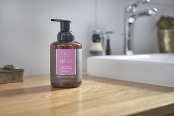 Naturally antiseptic and antifungal, blended with Lavender Essential Oil to produce non-toxic, moisturizing, antibacterial foaming hand soap that is hypoallergenic and gentle on all skin types. Delivers 70% more hand washes without artificial fragrance.